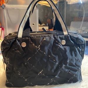 Preloved Chanel Black Old Travel Line Nylon Handbag